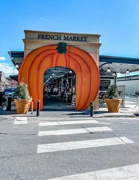 Entrance to the French Market in the French Quarter, decorated for fall.