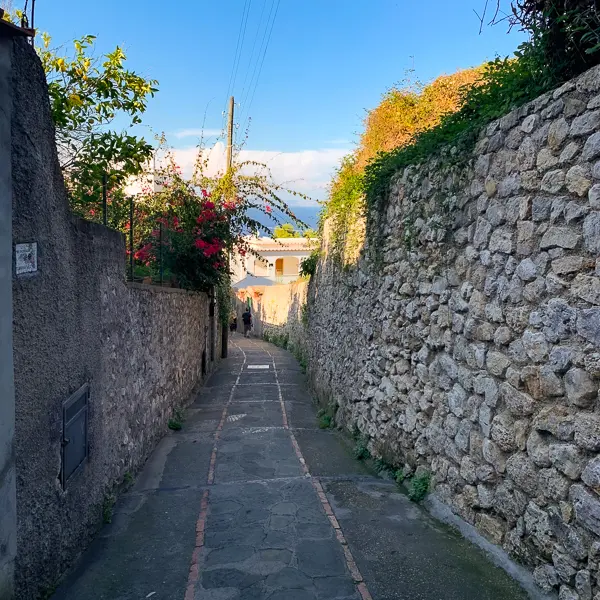 stone path walking down to marina grande in capri