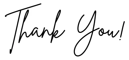 the words "thank you!" in script on white background