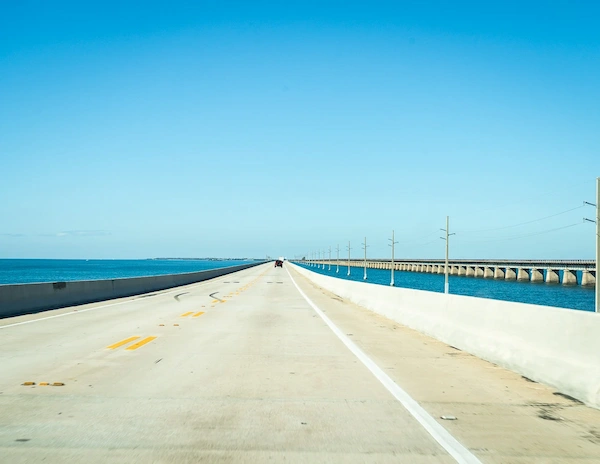 driving over the e 7-mile bridge to Key West.