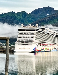 aft of cruise ship in alaska